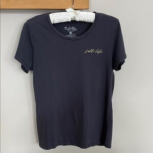 Salt Life women’s tee Sz Small with turtle graphic on back dark grey color